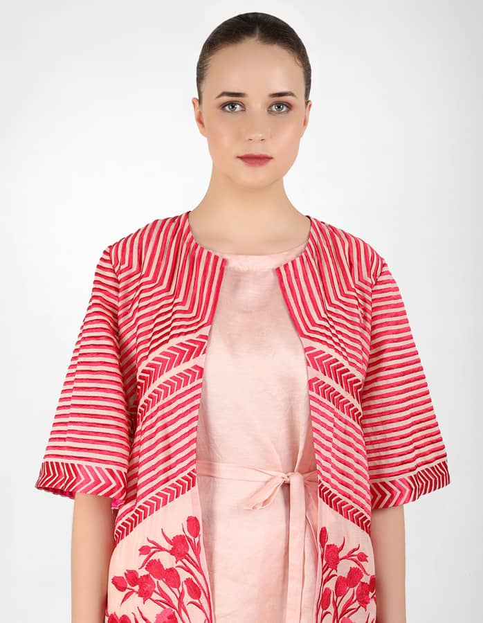 The Striped tulip long jacket - Rose Gold