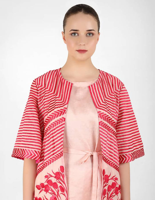 The Striped tulip long jacket - Rose Gold