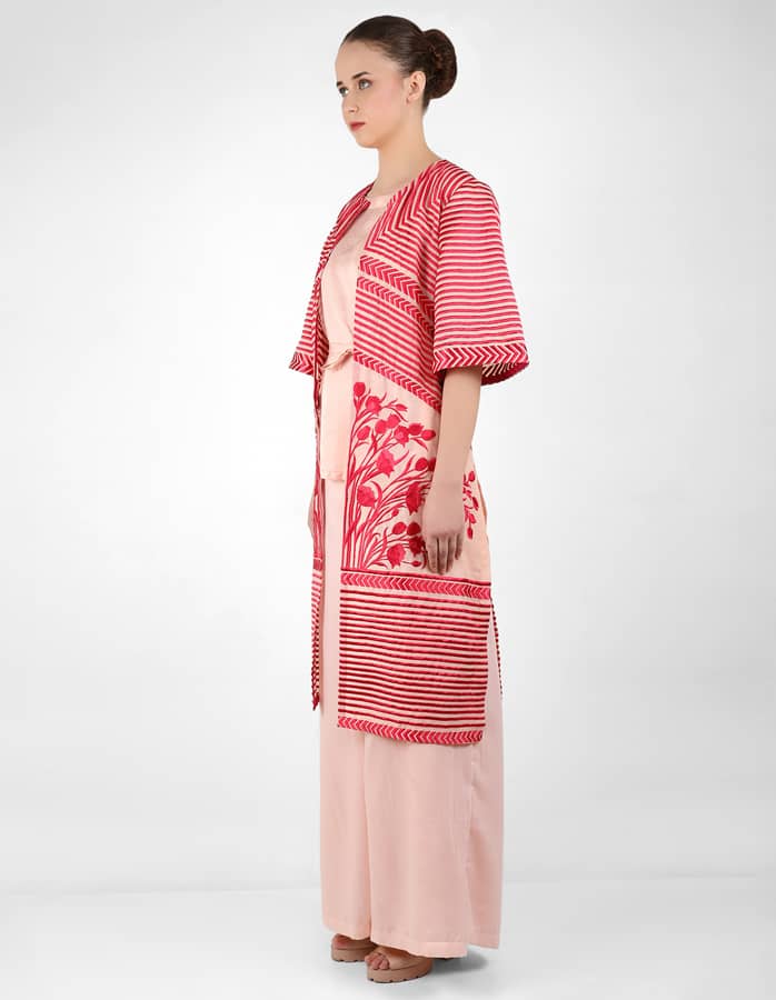 The Striped tulip long jacket - Rose Gold