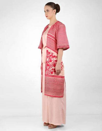 The Striped tulip long jacket - Rose Gold