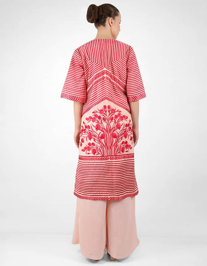 The Striped tulip long jacket - Rose Gold
