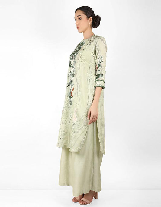 marble print Summer garden tunic - Green