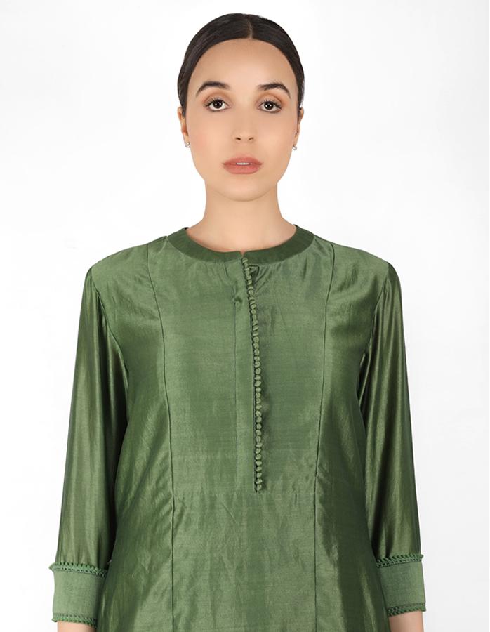 marble print Summer garden dupatta with tunic - Green