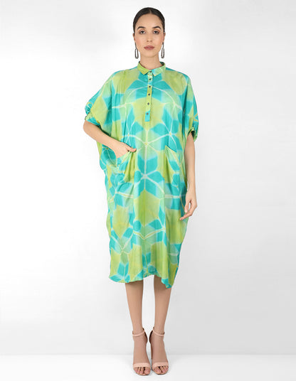 Kaleidoscopic Kaftan shirt - Green & Blue