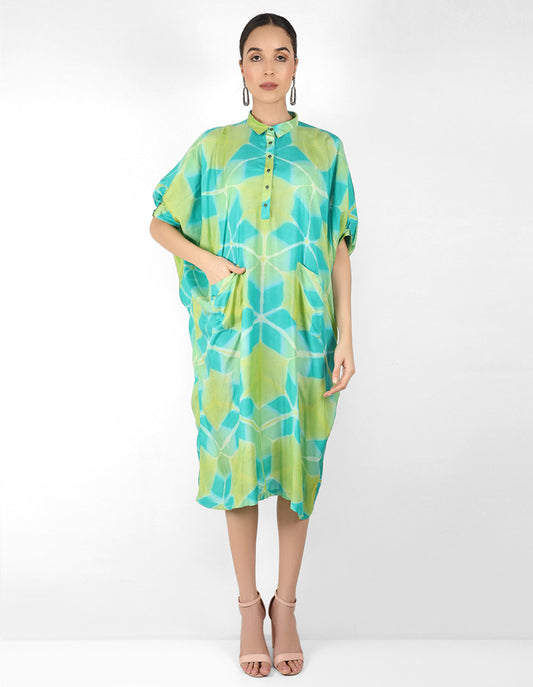 Kaleidoscopic Kaftan shirt - Green & Blue