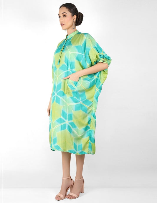 Kaleidoscopic Kaftan shirt - Green & Blue
