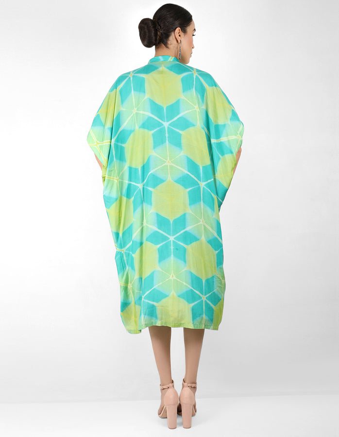 Kaleidoscopic Kaftan shirt - Green & Blue