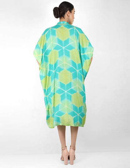 Kaleidoscopic Kaftan shirt - Green & Blue