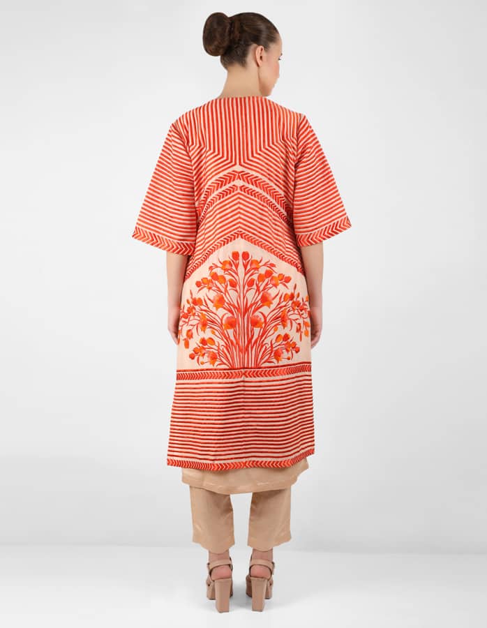 The Striped tulip long jacket - Peach