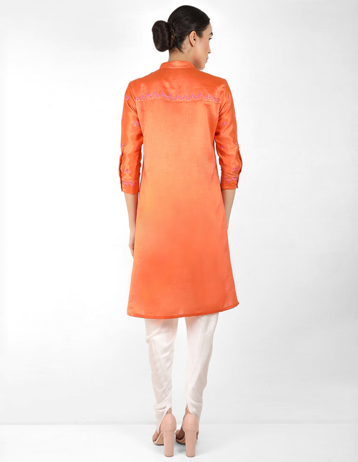 Kaleido High Low Shirt - Orange & Pink