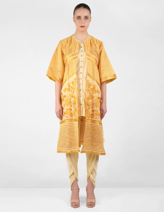 The Striped tulip long jacket - Lemon Yellow