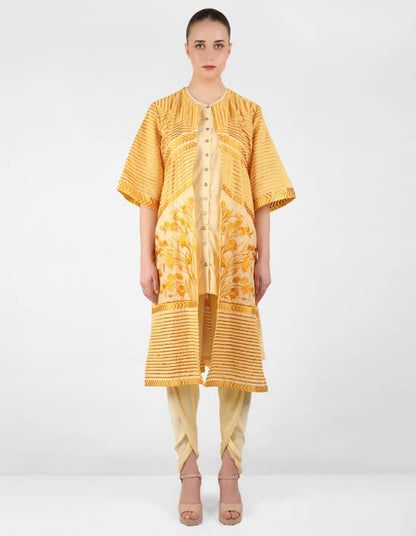 The Striped tulip long jacket - Lemon Yellow