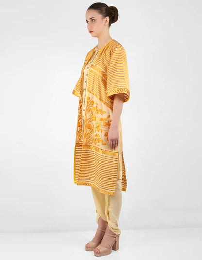 The Striped tulip long jacket - Lemon Yellow