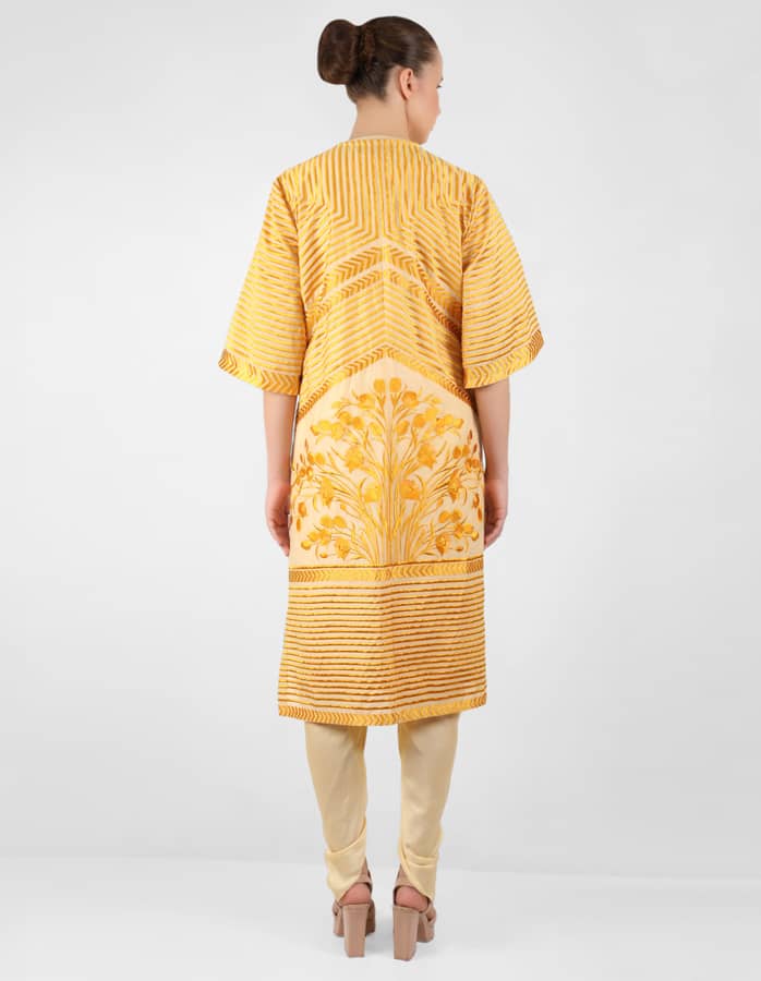 The Striped tulip long jacket - Lemon Yellow