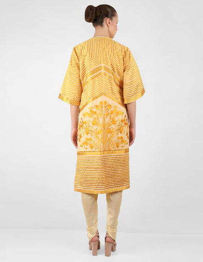 The Striped tulip long jacket - Lemon Yellow
