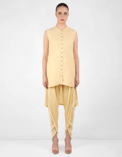 The Striped tulip long jacket - Lemon Yellow