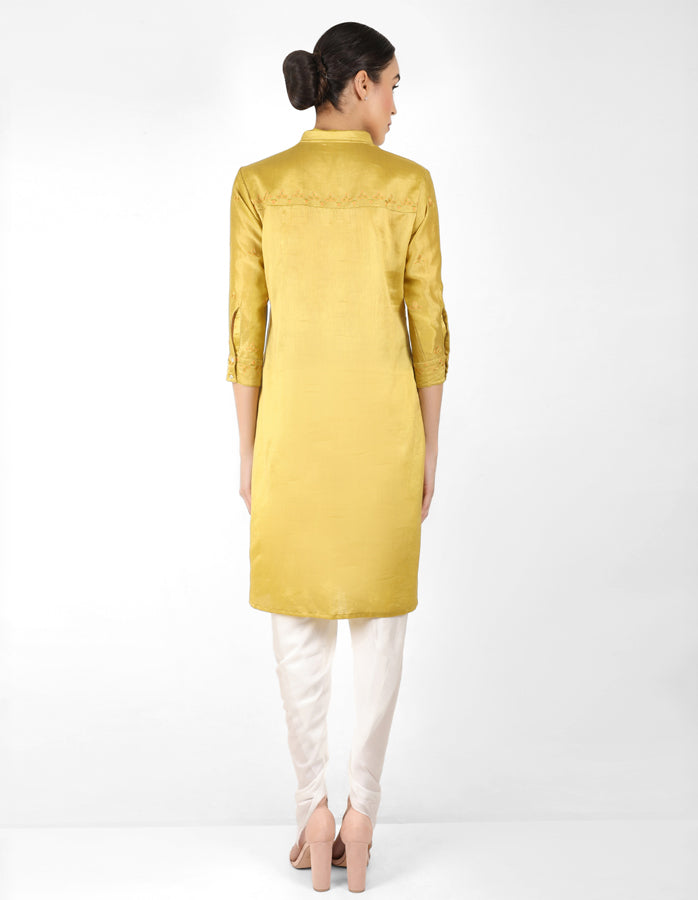 Kaleido high low shirt - Green & Yellow