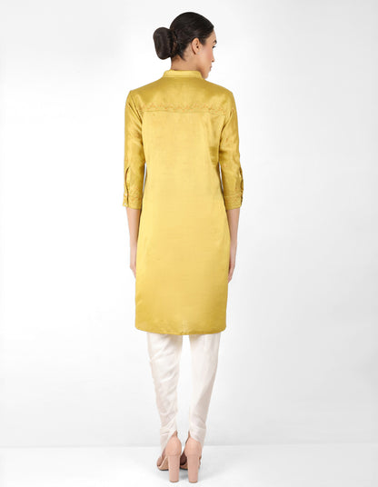 Kaleido high low shirt - Green & Yellow
