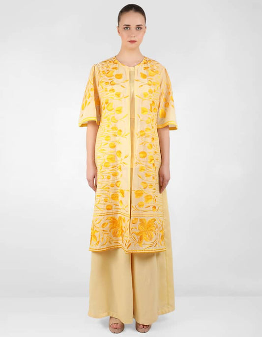 The falling tulip long jacket - Yellow