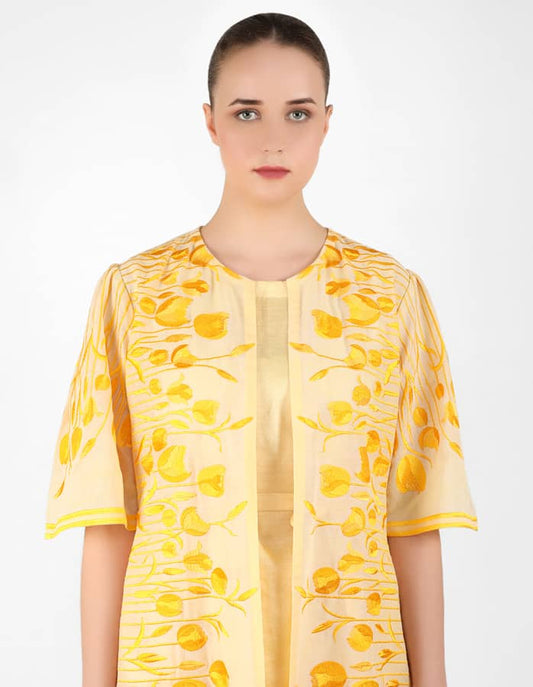 The falling tulip long jacket - Yellow