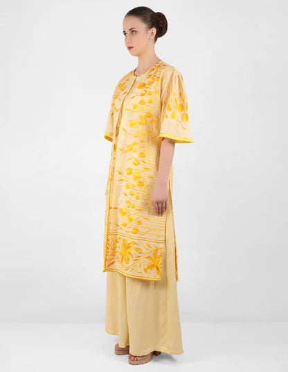 The falling tulip long jacket - Yellow