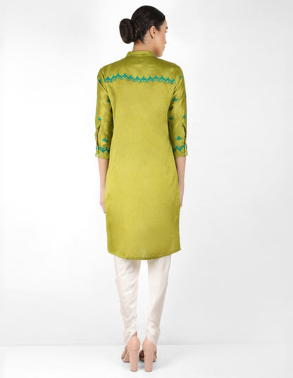 Kaleido high low shirt - Green & Blue