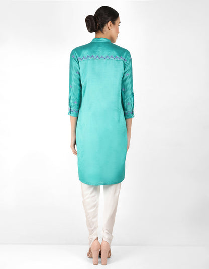 Kaleido high low shirt - Blue
