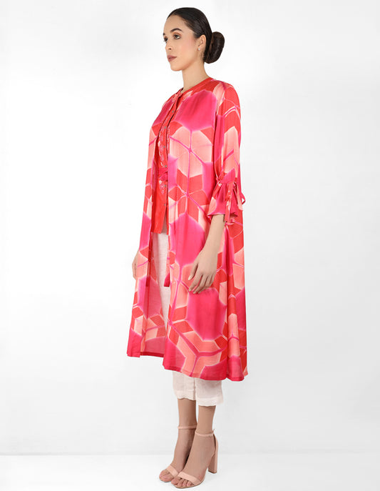 Kaleidoscopic jacket and shirt - Red & Coral