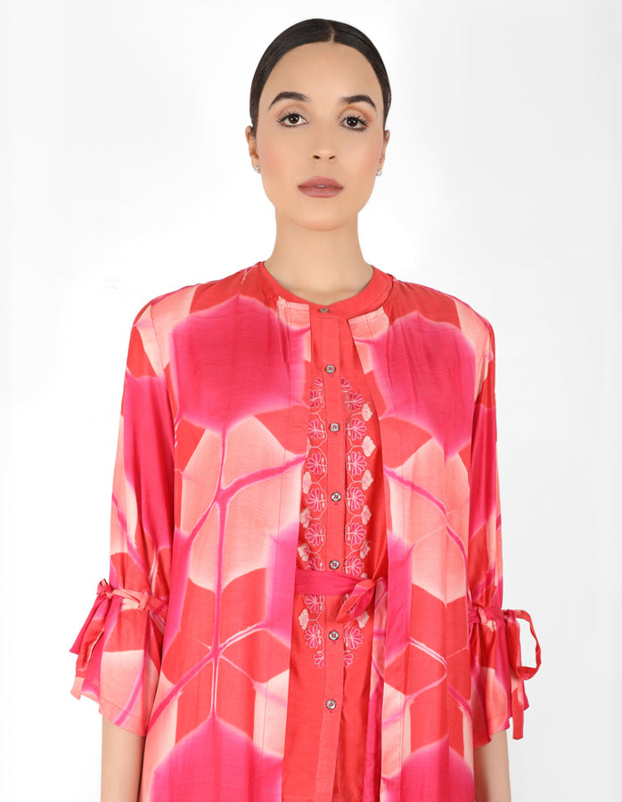 Kaleidoscopic jacket and shirt - Red & Coral