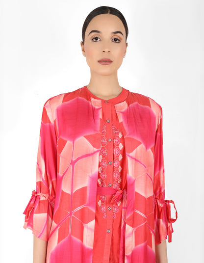 Kaleidoscopic jacket and shirt - Red & Coral