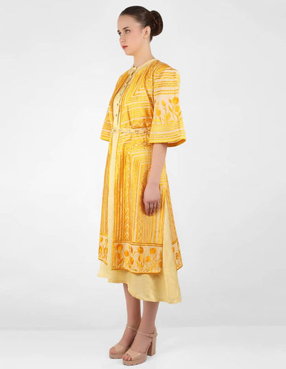 Multi directional stripe floral jacket - Yellow