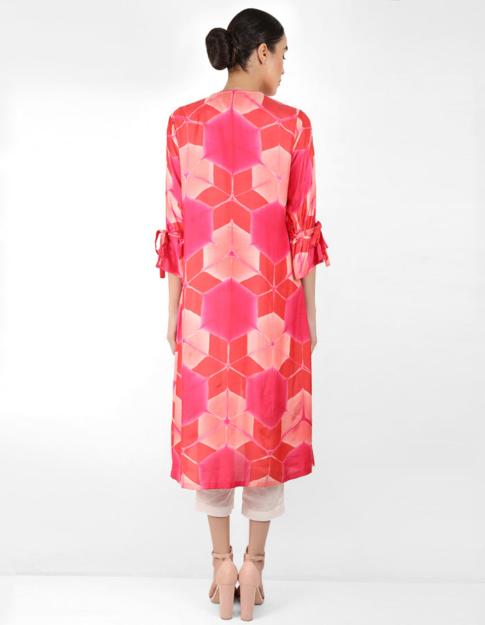 Kaleidoscopic jacket and shirt - Red & Coral