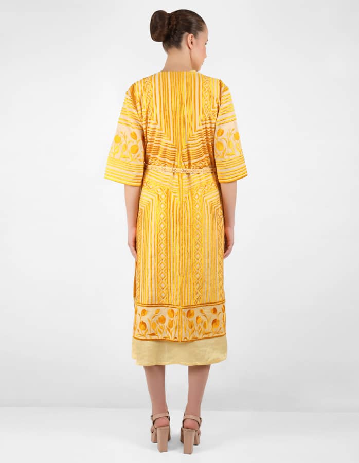 Multi directional stripe floral jacket - Yellow