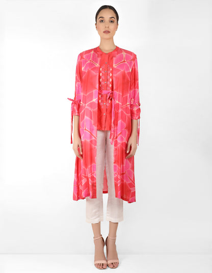 Kaleidoscopic jacket and shirt - Coral & Pink