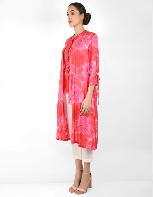Kaleidoscopic jacket and shirt - Coral & Pink