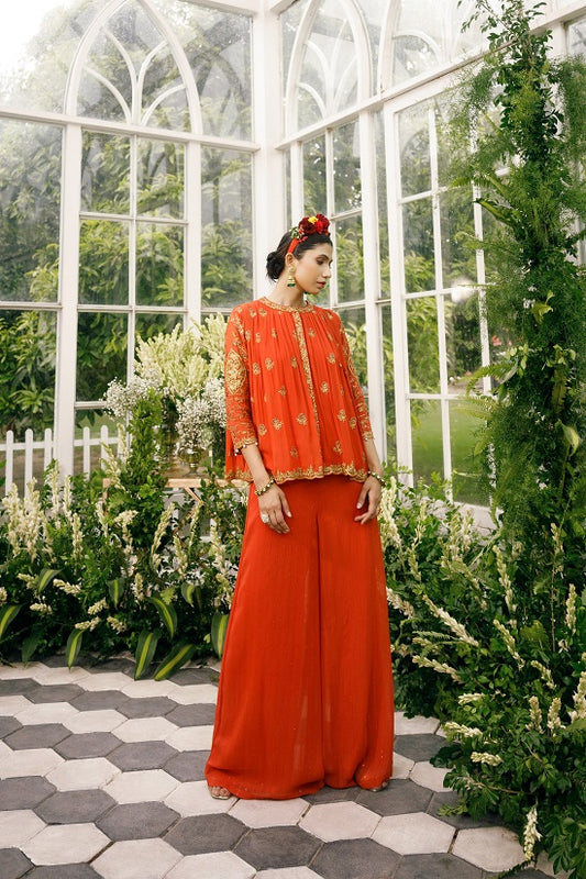 Georgette top with sequin embroidered georgette palazo