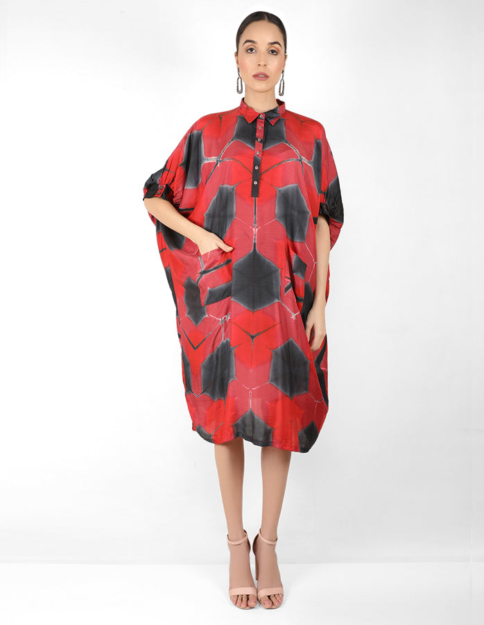 Kaleidoscopic Kaftan shirt - Red & Black
