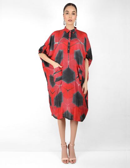 Kaleidoscopic Kaftan shirt - Red & Black