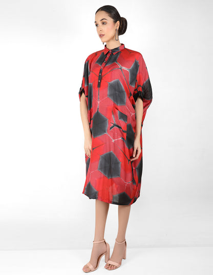 Kaleidoscopic Kaftan shirt - Red & Black