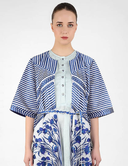 The Striped tulip long jacket - Blue