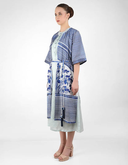 The Striped tulip long jacket - Blue