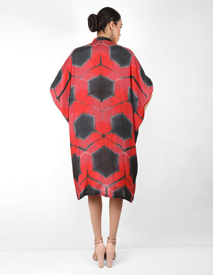 Kaleidoscopic Kaftan shirt - Red & Black