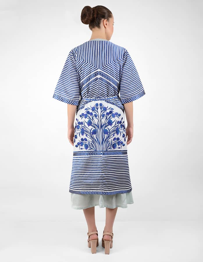 The Striped tulip long jacket - Blue