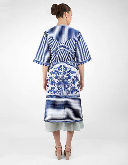 The Striped tulip long jacket - Blue