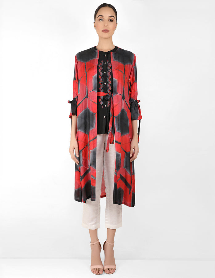 Kaleidoscopic jacket and shirt - Red & Black