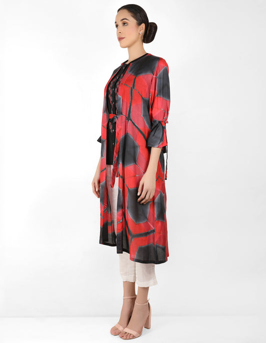 Kaleidoscopic jacket and shirt - Red & Black