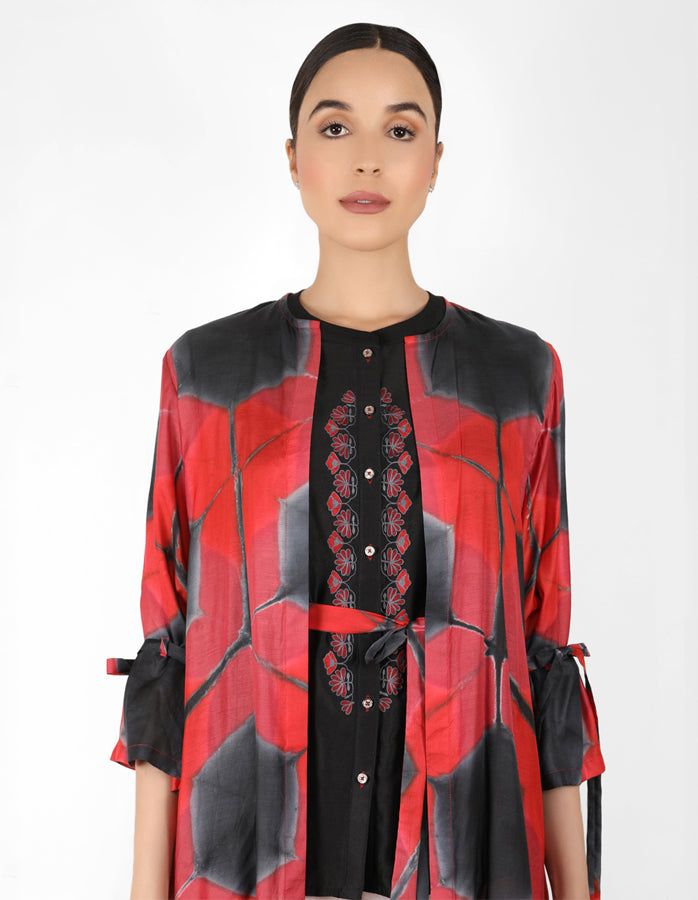 Kaleidoscopic jacket and shirt - Red & Black