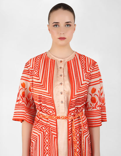 Multi directional stripe floral jacket - Peach