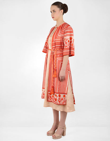 Multi directional stripe floral jacket - Peach