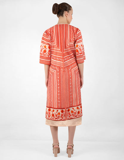 Multi directional stripe floral jacket - Peach